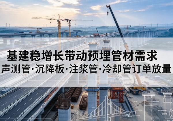 云冈基建稳增长带动预埋监测管材需求，声测管、沉降板、注浆管订单持续放量